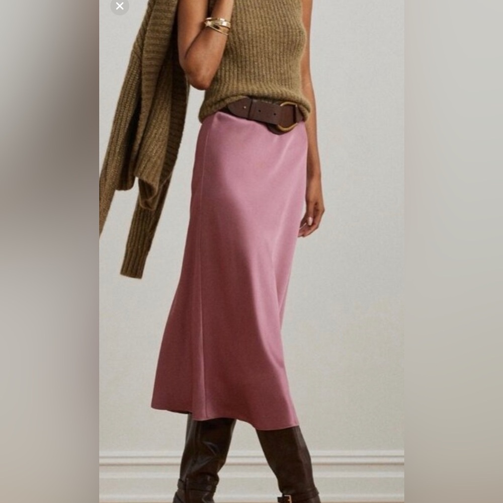 Ralph Lauren Silk Pink Midi Skirt